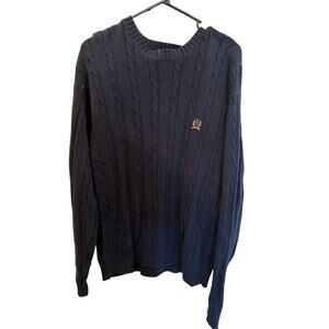 ⭐️ Men’s Tommy Hilfiger Navy Cable Knit Crew Neck Sweater. size Medium Preppy